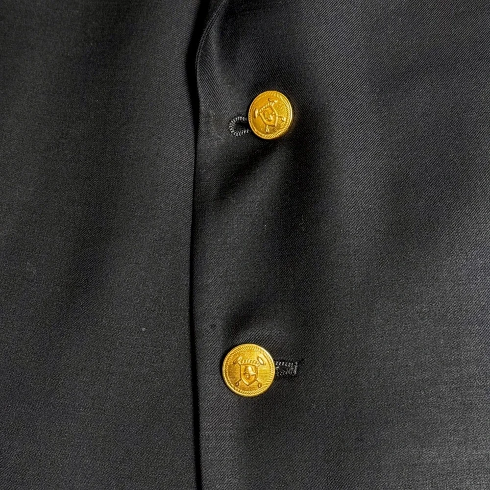 Vintage Lauren Ralph Lauren Black Wool Blazer Gold Buttons 90s Classic
